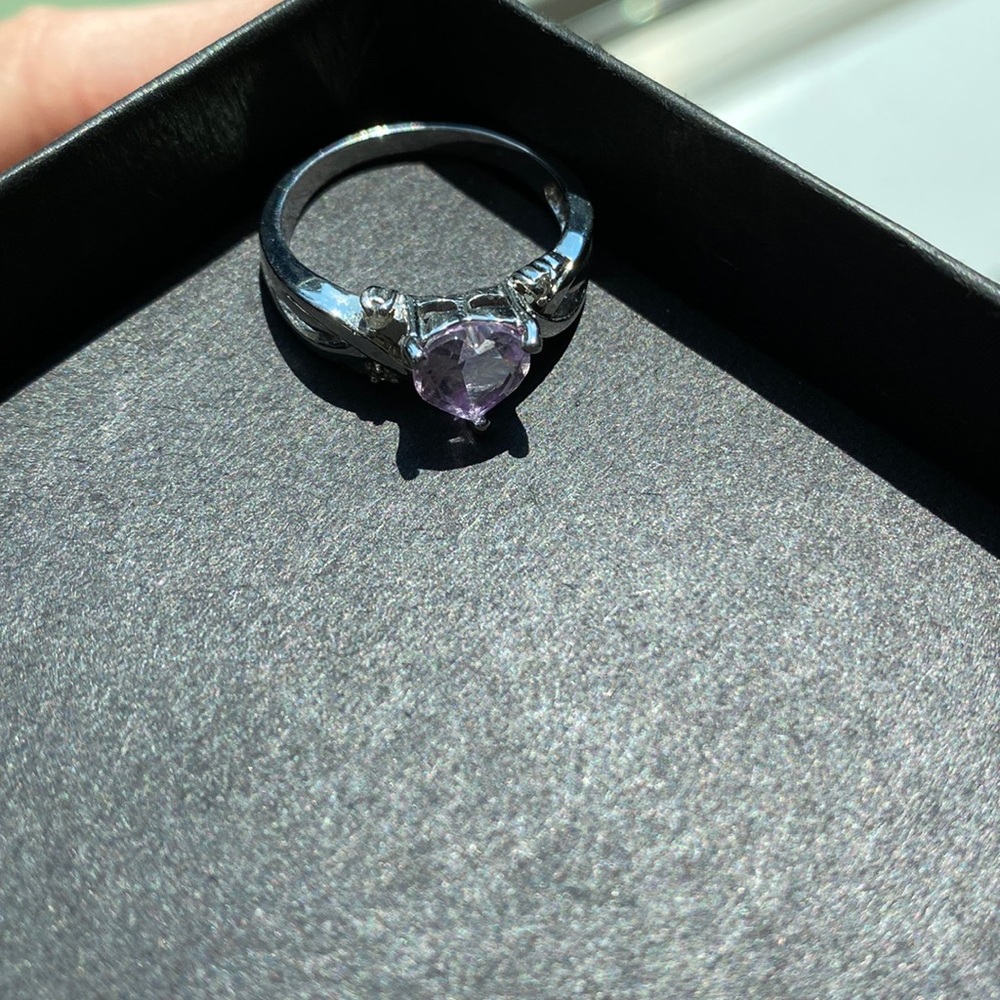 Sterling silver (925) Amethyst diamond ring